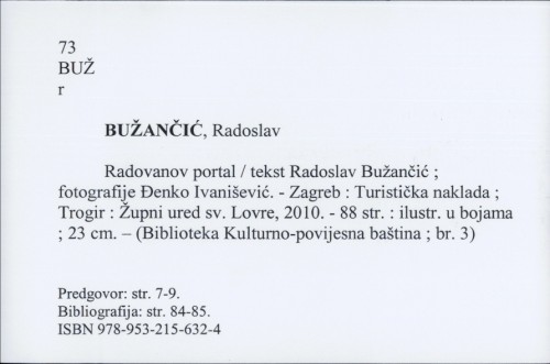 Radovanov portal / [tekst] Radoslav Bužančić