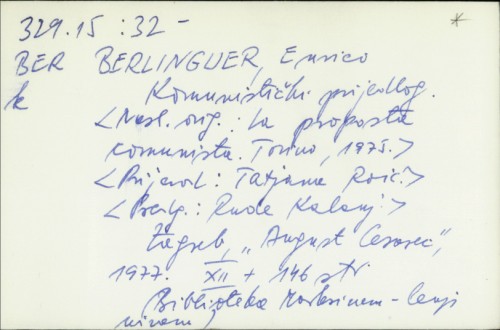 Komunistički prijedlog / Enrico Berlinguer