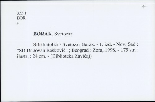 Srbi katolici / Svetozar Borak