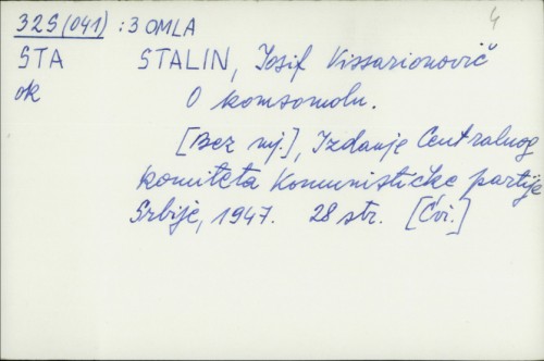 O komsomolu / Iosif Vissarionovič Stalin