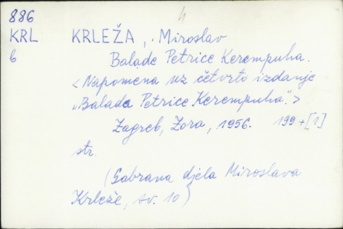 Balade Petrice Kerempuha / Miroslav Krleža ; [crtao Krsto Hegedušić].