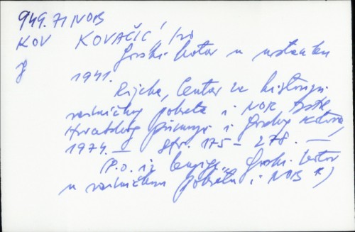 Gorski kotar u ustanku 1941. / Ivo Kovačić