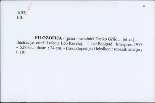 Filozofija / Danko Grlić