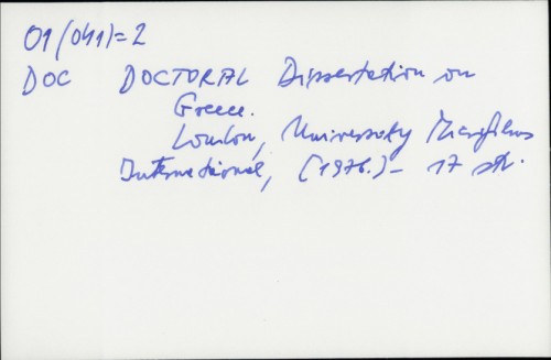 Doctoral Dissertations on Greece /