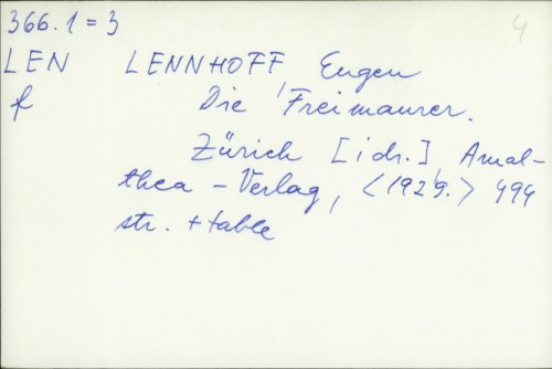 Die Freimaurer / Eugen Lennhoff