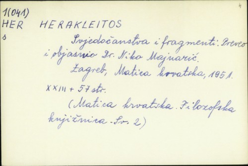 Svjedočanstva i fragmenti / Herakleitos