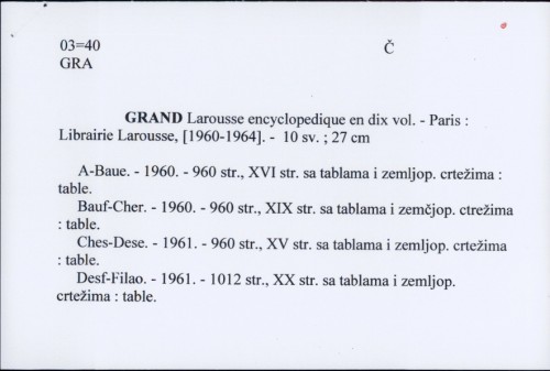 Grand Larousse encyclopedique en dix vol. /
