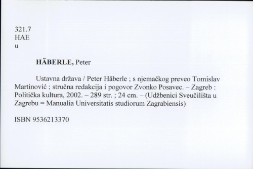 Ustavna država / Peter Häberle