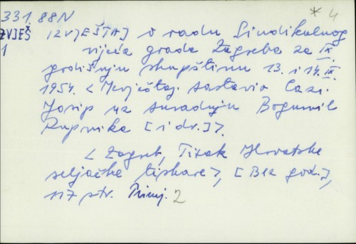 Izvještaj o radu Sindikalnog vijeća grada Zagreba za IX godišnju skupštinu 13. i 14. IX. 1954. /