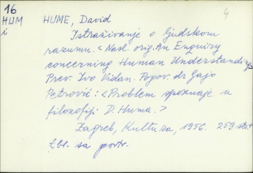Istraživanje o ljudskom razumu  / David Hume