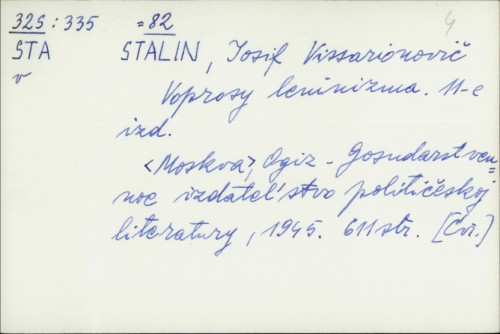 Vaprosy leninizma / Josif V. Stalin