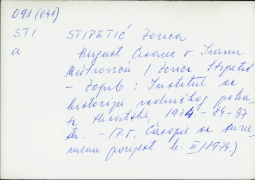 August Cesarec o Ivanu Meštroviću / Zorica Stipetić.