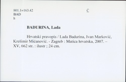 Hrvatski pravopis / Lada Badurina
