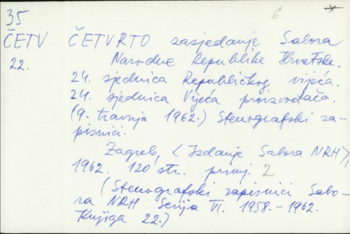 Četvrto zasjedanje Sabora NRH : 24. sjednica Republičkog vijeća (9. travnja 1962.), stenografski zapisnici /
