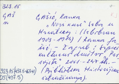 "Novi kurs" Srba u Hrvatskoj : (Srbobran 1903-1914) / Ranka Gašić