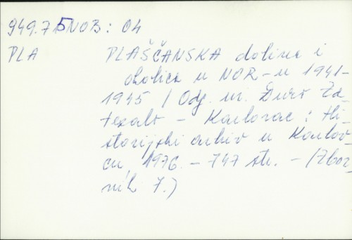 Plaščanska dolina i okolica u NOR-u 1941-1945  / [red. Đuro Stanisavljević].