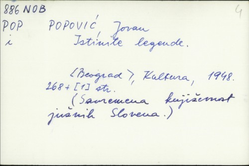 Istinite legende / Jovan M. Popović
