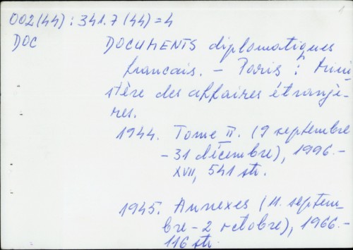 Documents diplomatiques francais /
