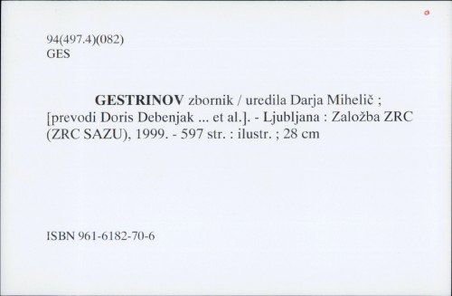 Gestrinov zbornik / [uredila Darja Mihelič ; prevodi Doris Debenjak ... et al.]
