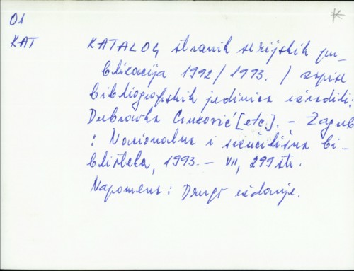 Katalog stranih serijskih publikacija 1992/1993. /
