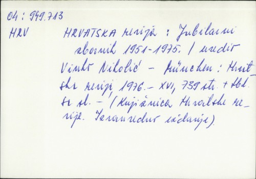Hrvatska revija : jubilarni zbornik 1951-1975. / Vinko Nikolić