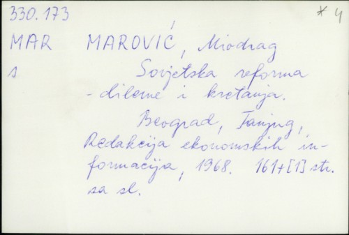 Sovjetska reforma : dileme i kretanja / Miodrag Marović