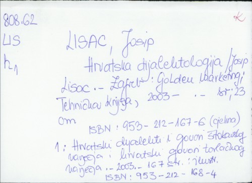 Hrvatska dijalektologija / Josip Lisac.