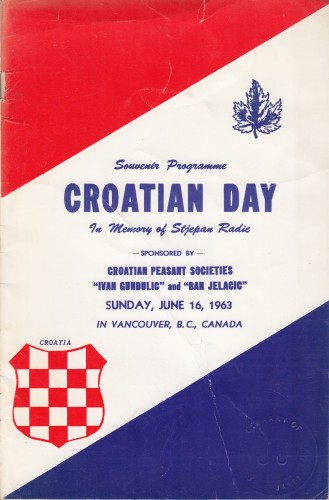 Souvenir Programme Croatian Day : In Memory of Stjepan Radic / sponsored by Croatian Peasant Society 