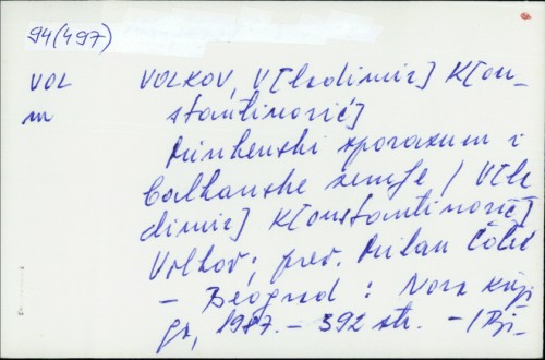 Minhenski sporazum i balkanske zemlje / V. K. Volkov ; preveo Milan Čolić.