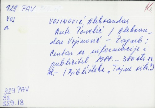 Ante Pavelić / Aleksandar Vojinović.