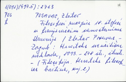 Filozofski rukopisi 18. stoljeća u franjevačkim samostanima Slavonije / Zlatko Posavac