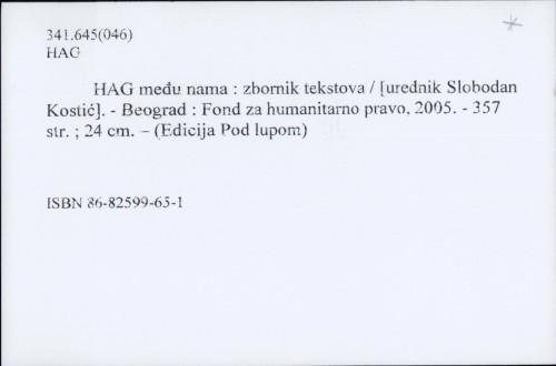 Hag među nama : zbornik tekstova / [urednik Slobodan Kostić]