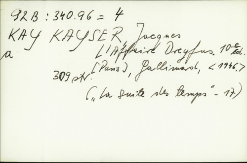 L'affaire Dreyfus / Jacques Kayser