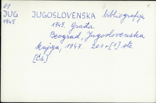 Jugoslovenska bibliografija 1945. : građa /