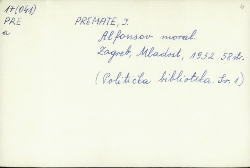 Alfonslov moral / J. Premate