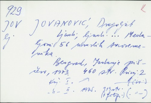 Ljudi, ljudi... medaljoni 56 umrlih savremenika / Dragoljub Jovanović