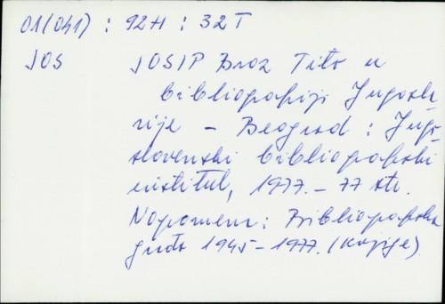 Josip Broz Tito u bibliografiji Jugoslavije /