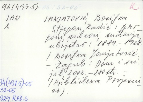 Stjepan Radić : progoni, zatvori, suđenja, ubojstvo : 1889. - 1928. / Bosiljka Janjatović.