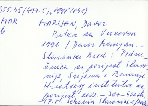 Bitka za Vukovar 1991. / Davor Marijan.