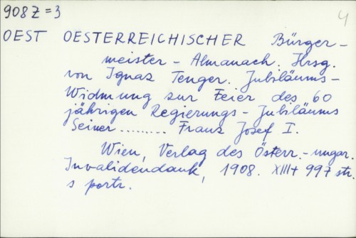 Oesterreichischer Burgermeister - Almanach /