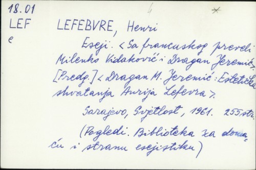 Eseji / Henri Lefebvre