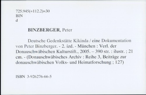 Deutsche Gedenkstätte Kikinda / Peter Binzberger