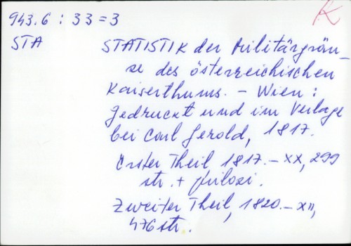 Statistik der Militärgränze des österreichischen Kaiserthums /