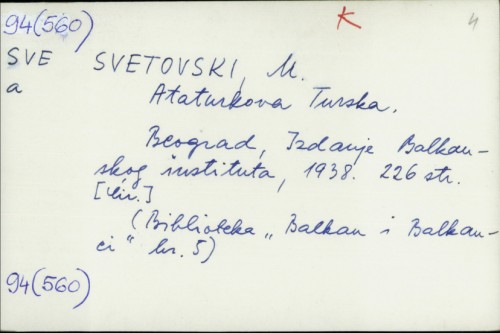 Ataturkova Turska / Milan Svetovski
