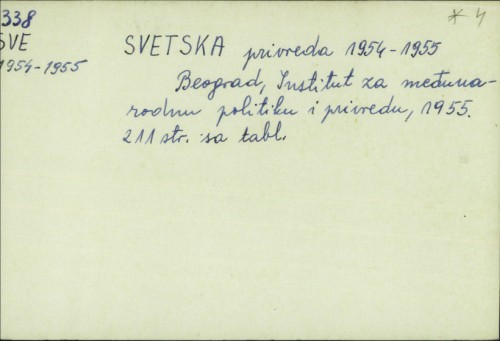 Svetska privreda 1954.-1955. /