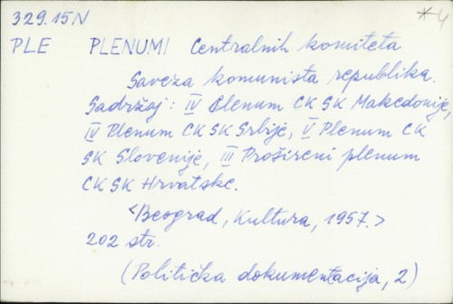 Plenumi Centralnih komiteta Saveza komunista republika /