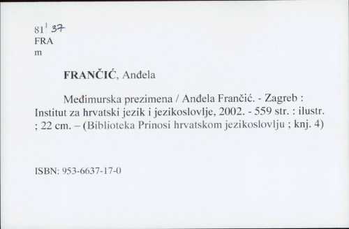 Međimurska prezimena / Anđela Frančić