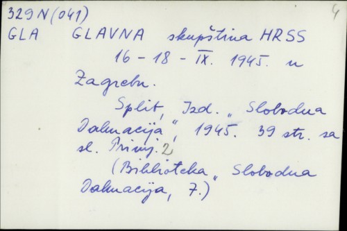 Glavna skupština HRSS 16-18.IX .1945. u Zagrebu /