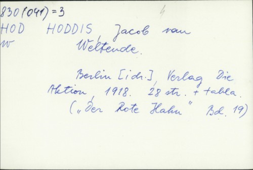 Weltende / Jacob van Hoddis
