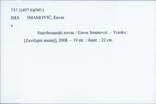Starobosanski novac / Enver Imamović